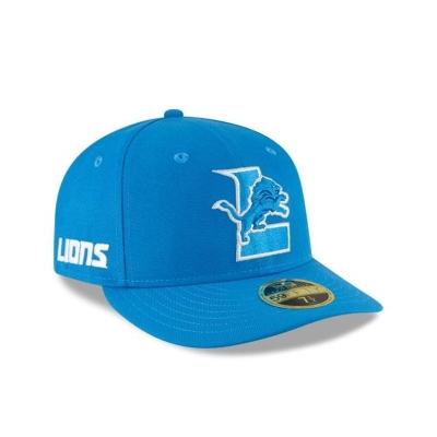 Blue Detroit Lions Hat - New Era NFL Logo Mix Low Profile 59FIFTY Fitted Caps USA1342758